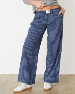 MONROW Stripe Poplin Boxer Pants NAVYSTRIPE Discount